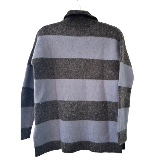 Madewell Jill Stripe Rugby Polo Top XXS Wool-Blend Gray Blue - Picture 5 of 11